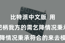 比特派中文版 用户不错把柄我方的需乞降情况秉承符合的来去模样