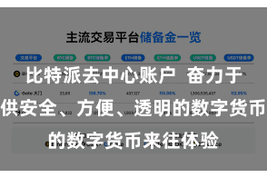 比特派去中心账户  奋力于为用户提供安全、方便、透明的数字货币来往体验